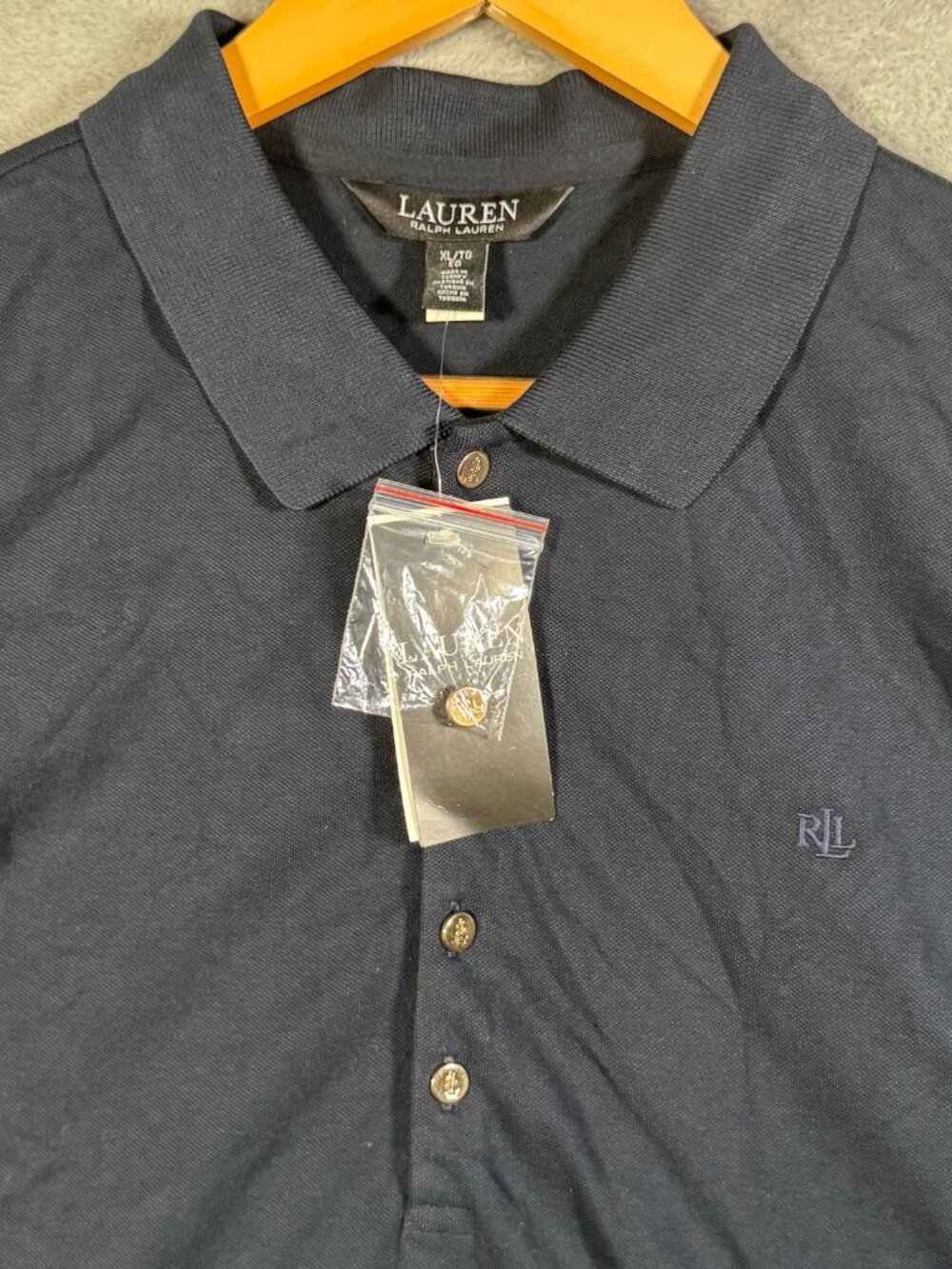 Lauren Ralph Lauren Polo Shirt Womens XL Navy Stretch Pique LRL Logo $99.50